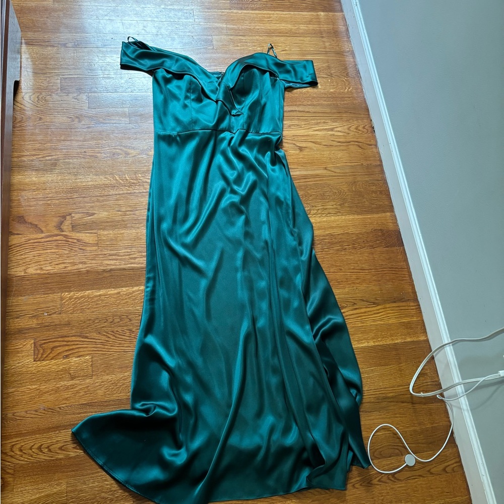Revelry Teal Satin Bridesmaids dress